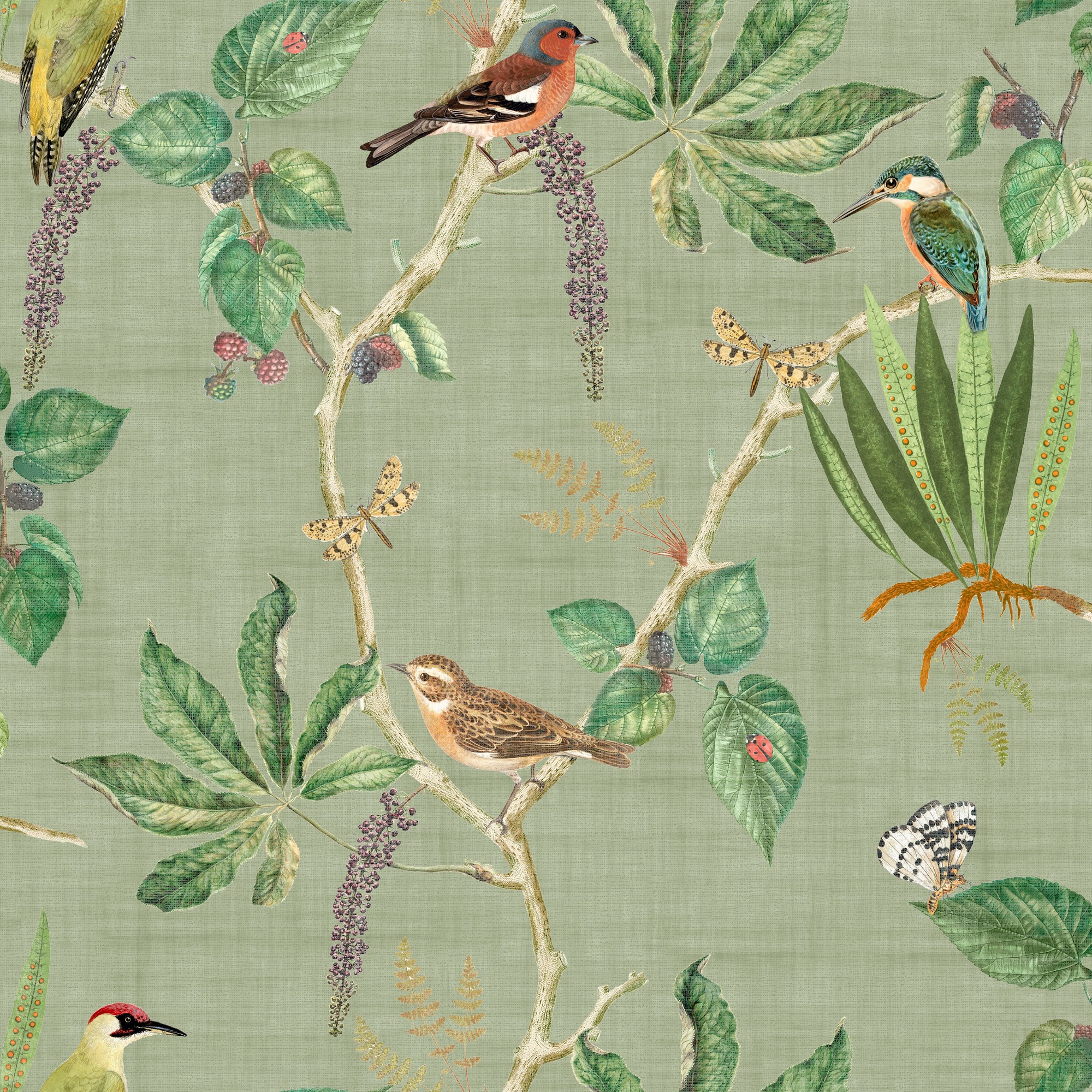 Hill Top Garden Wallpaper 100029eh By Esselle Home In Sage Green